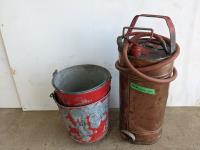 (2) Fire Pails and Vintage Fire Extiguisher