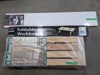 (4) Storage Shelf Units, Foldable Work Bench, Shelf