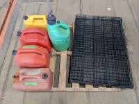 (4) Fuel Cans and Large Dog Crate
