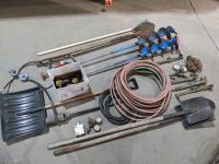 (2) Hand Ice Augers, Oxy/Acteylene Hoses, Shovels, Tiger Torch