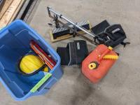Gas Can, Mitre Saw, Tool Pouch, Safety Triangles, Hard Hat