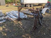 (2) Steel Stands, Wagon Wheel, Miscellaneous Poly Tarps