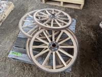 (4) Miniature Wooden Wagon Wheels