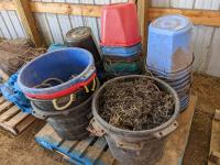 Qty of Feed Pails, Feed Tubs & Large Hay Net