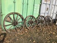 (4) Wooden Wagon Wheels