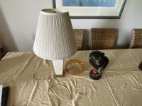 Vintage Lamp with Art and Bowl