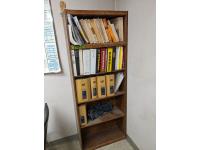 Wooden Shelving Unit w/ Assorted Shop Manuals