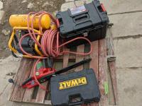 Dewalt Compressor with Hose, Electric Chain Saw, Tool Box, Dewalt Drywall Screwdriver
