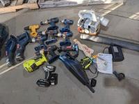 Various Ryobi Drills and Echo Gas Powered Leaf Blower