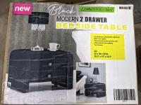 Black Modern 2 Drawer Bedside Table 