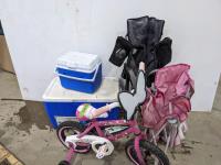 (2) Coolers, Kids Bike and Camping Chairs