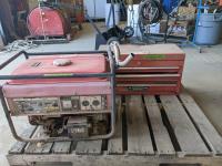 Tool Box with Assorted Tools and Inoperable Generator