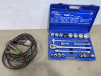 Westward 22 Piece 3/4 Inch Drive Socket Set and Booster Cables 