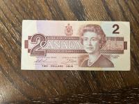 1986 Canadian Two Dollar Bill
