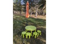 Kids Picnic Table with (4) Stools, Free Standing Umbrella