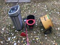 Garbage Can, Broom, Mop Bucket & Caterpiller Fan