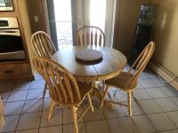 Wood Round Table, (4)Wood Chairs & Rotating Wood Tray