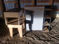 Storage Cabinet, Shelving Cabinet & (2) Small Tables