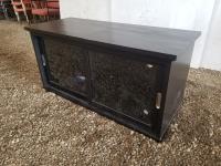 TV Stand w/ Glass Shelves and Glass Front Sliding Doors