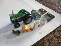 John Deere Tractor w/ Clock & Other Misc John Deere Items