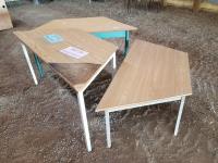 (3) Small Wooden Tables w/ Steel Legs