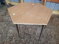 (2) Small Wooden Tables w/ Steel Legs