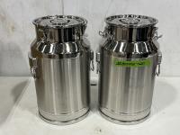 (2) 20L Stainless Steel Milk Cans