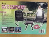 3 Piece Patio Furniture Set with Side Table