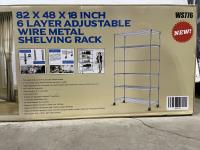 48 Inch 6 Shelf Adjustable Metal Wire Rack