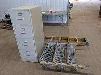 4 Drawer Filing Cabinet, 6 Ft Step Ladder & 3 Step Metal Stairs