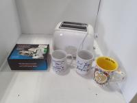 Toaster, (3) Mugs and Game System 