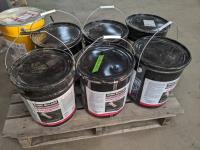 (6) 5 Gallon Pails of Roofing Coating and 5 Gallon Pail Exterior Vinyl Adhesive 