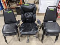 (7) Vinyl Chairs and (1) Office Chair 