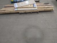 Pallet of Misc Wood Mdf Trim 2 X 4 and (5) 15 Inch X 48 Inch Subflooring 