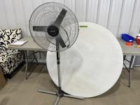 48 Inch Round Poly Table, 23 Inch Honeywell Fan