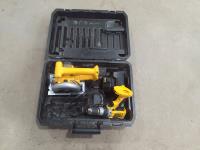 Dewalt 1/2 Inch Cordless Drill, 3/8 Inch Trim Saw with Charger and Battery