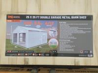 TMG Industrial MS2525 25 Ft X 25 Ft Double Garage Metal Barn Shed