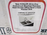 Kohler Brushed Stainless Steel Double Offset Sink
