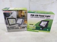 (2) 50W LED Motion Sensor Flood Light