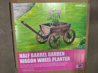 Half Barrel Garden Wagon Planter