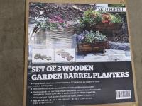 3 Piece Wooden Barrel Garden Planters