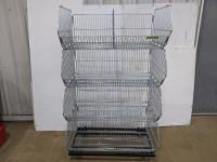 Wheeled 4 Stackable Wire Basket Shelf