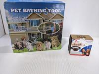 Pet Bathing Tool and No Shock Bark Collar