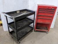 Jobmate Tool Box with Assorted Tools and Rolling Parts Cart