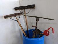 (2) Brooms, Squeegee, Pump, Shovel