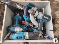Qty of Makita Cordless Tools, Brackets, Ratchet Straps and 20 Inch Mower Blades