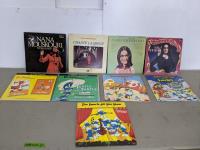 (4) Nana Mouskouri LPs, (3) Smurf LPs and (2) Dr.  Suess LPs