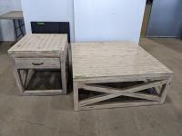 Coffee Table, End Table, (2) TV Trays