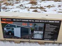 TMG Industrial 16 Ft X 24 Ft Metal Garage Shed with Double Front Doors