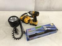 Brinkman Spot Light, Lincoln Grease Gun and Dewalt 1/2 Inch 18V Impact with Charger